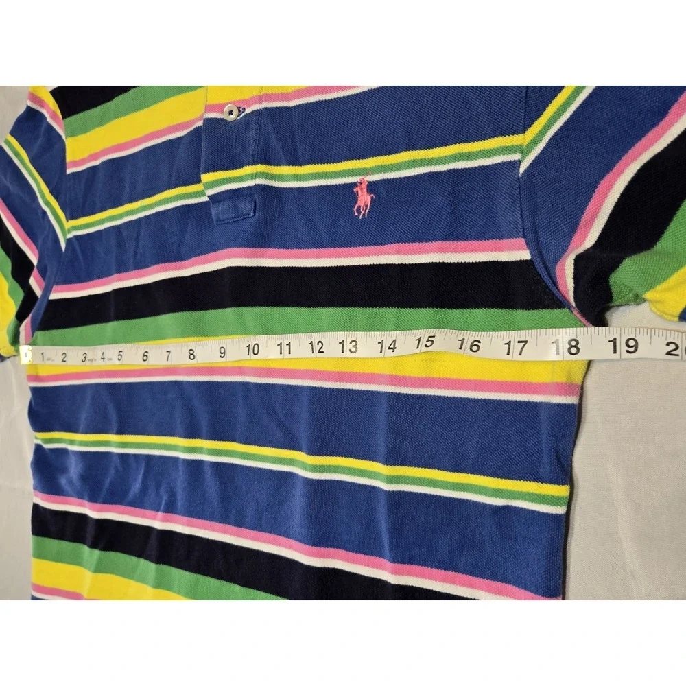Polo Ralph Lauren Mens Small Striped Colorful Cotton Shirt Short Sleeve Vtg